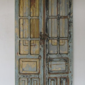 Antique Pair Mexican Old Doors-#154-Primitive-Rustic-35.5x83.5x2-Headboard-Weathered Patina--Postigo--Barn Doors-Beautiful