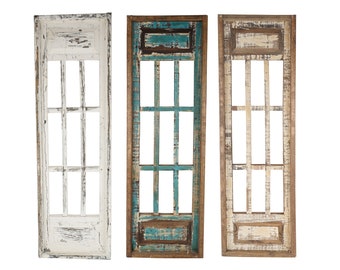 Monte Carlo Architectural Window-Wall Decor-Primitive-Rustic-Garden-Patio-11x38-Distressed-Farmhouse-Three Color Choices