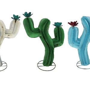 Curvy Large Colorful Metal Cactus-Hand Painted-Garden-Handmade-Garden Decor-Patio--9Wx24Dx34H inches-Three Colors-Large