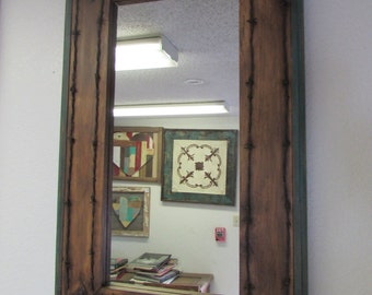 Turquoise Creek Old Ranch Medallion Barbed Wire Mirror--Mexican-30x62-Western-Wall-Lodge-Vanity Mirror