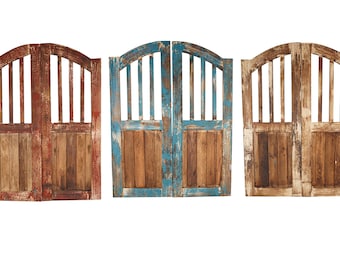 Farmhouse Arched  Decorative Wall Doors-Pair-Wall-Primitive-Rustic-Garden-Patio-32x48x1 inches-Three Color Choices-Large
