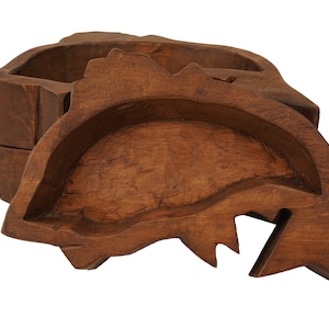 Bass Fish Dough Bowl-10 x 6 x 2 in-Wood-Candle Ready-Original Design-Bass Fish Dough Bowl-CLEARANCE-Waxed