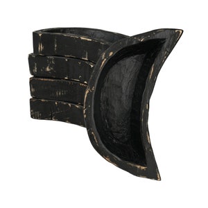 Black-Moon Dough Bowl-10 x 6 x 2-Wood-Handmade-Candle Ready-Carved Moon Bowl-Black-10 PCS