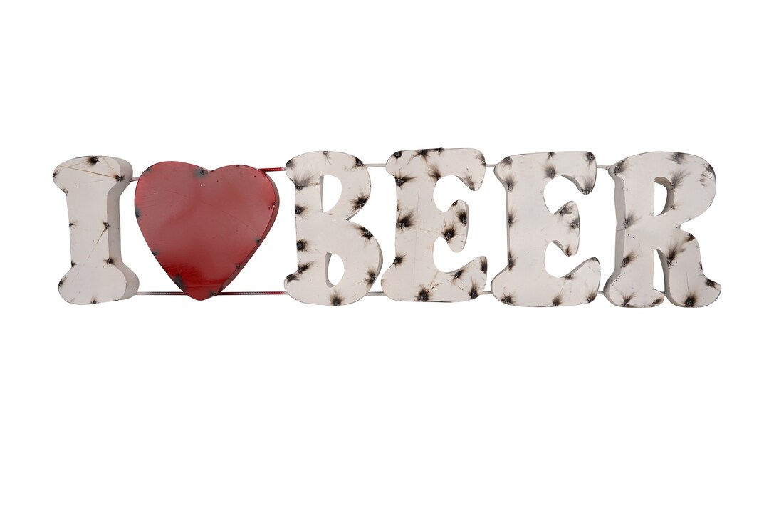 love☆beerページ I Love Beer Recycled Metal Sign-46wx11hx2d Inches-art-garden-metal