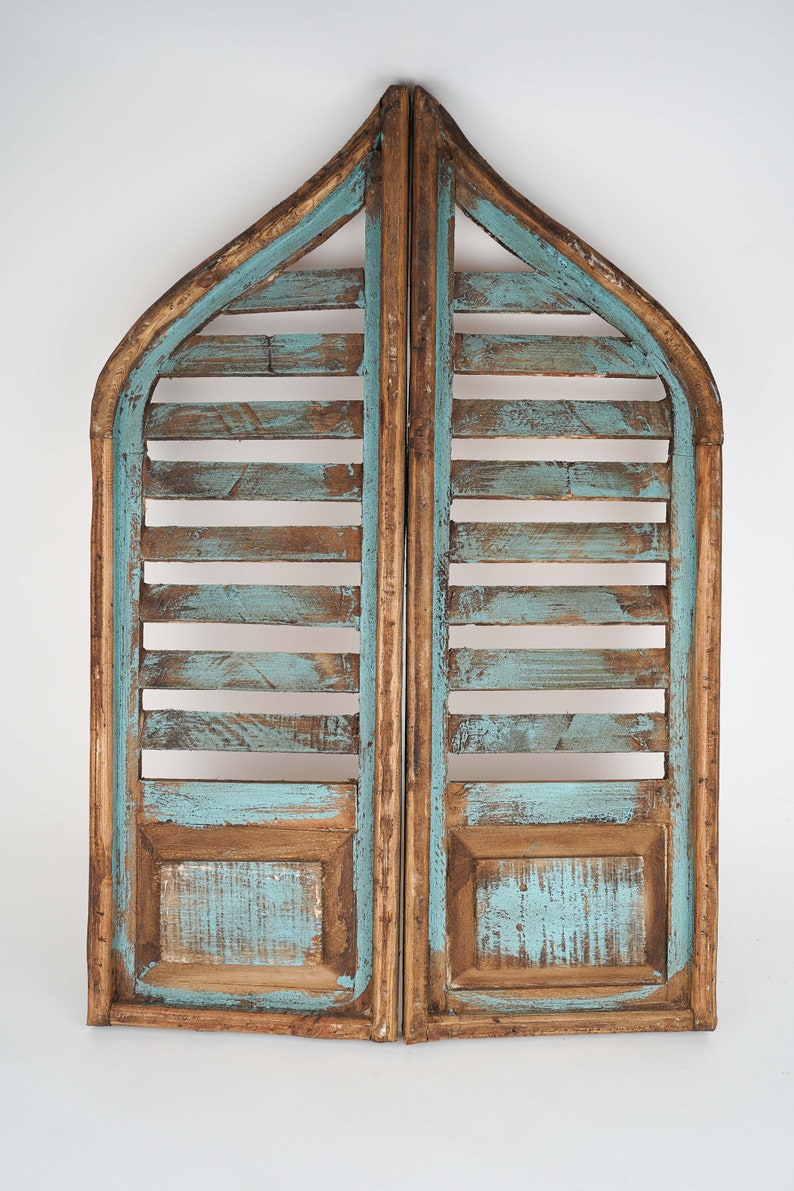 Vintage Inspired Saloon Doors-Pair-Wall-Primitive-Rustic-Garden-Patio-24x36-Distressed-Farmhouse-Two Colors Turquoise