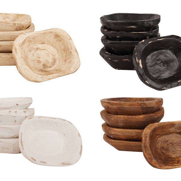 Super Mini 20 Piece-Quad Pack Dough Bowl-5x7x1.5 inches-Wood-Rustic-Carved-Candle Pour-Super Mini-Quad Pack-20 Pieces