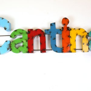 Cantina Colorful Recycled Metal Sign-42Wx12Hx2D inches-Art-Garden-Metal-Man Cave-Bar-Pool-Outdoor Metal sign-Colorful