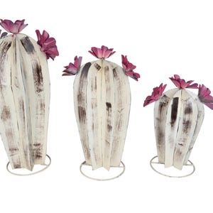 Yuma Metal White Cactus-Garden-Desert Decor-Handmade-Three Sizes-White-NEW
