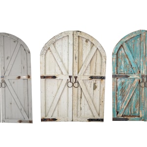 Farmhouse Arched  Decorative Wall Doors-Pair-Wall-Primitive-Rustic-Garden-Patio-32x48x1 inches-Four Color Choices-Large