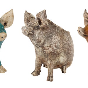 Wilber the Pig Planter™-Hand painted-Garden-Clay--Handmade-Window Ledge Planter-Sooo Cute-7Wx15Dx13H-Three Colors
