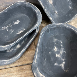 Small Dough Bowl-Black-9-10 x 13-14 x 2-3 inches-Batea-Wood-Rustic-Handmade-Hand Carved-Small-Candle-Half Bowl-BIG SALE-Black