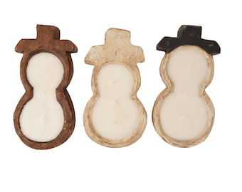 Original Design-Small-Farmhouse Snowman-6 x 12 in-Wood-Carved-Candle Pour-Exclusive Design-3 Color Choices-Snowman-Small