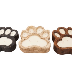 Dog Paw Bowl-Large-8-9 x 2.5 inches-Wood-Rustic-Handmade-Candle Pour-Carved-Exclusive Design-Dog Paw Bowl-Large
