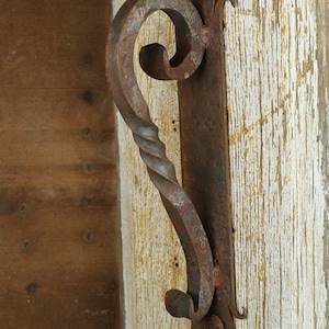 Rustic Door Hardware- Iron Door Handle #4-Mexican-Iron-Hand Hammered-Decorative Iron Hardware-2.5Wx13Lx4D in
