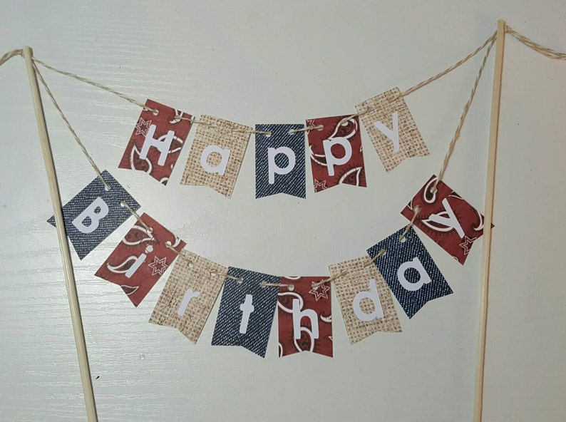 Cake Bunting, Rodeo, Happy Birthday, Cake Topper, Paper banner image 1