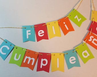 Cake Bunting, Feliz Cumpleanos, Bright Colors, Birthday, Cake Topper, Cake Banner