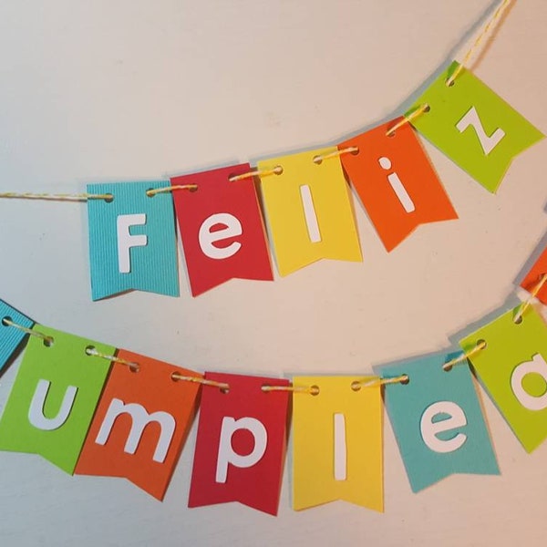 Cake Bunting, Feliz Cumpleanos, Bright Colors, Birthday, Cake Topper, Cake Banner