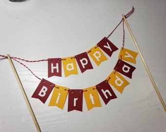 Cake Bunting, "Iron Man", Happy Birthday, Cake Topper, Cake Banner, Stark Red and Yellow Gold