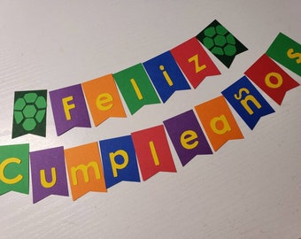 Cake Bunting, "Ninja Turtle", Happy Birthday, Cake Topper, Paper banner