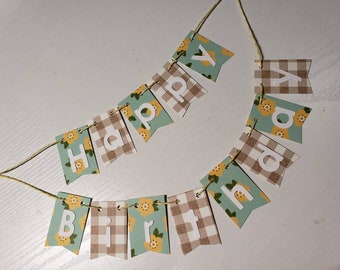 Cake Bunting, "Country Charm", Happy Birthday, Cake Topper, Paper banner, Cake Banner