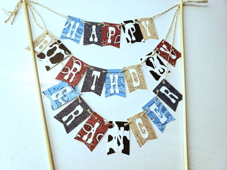 Cake Bunting, Rodeo, Happy Birthday, Cake Topper, Paper banner image 6