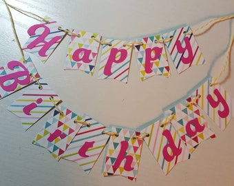 Cake Bunting, "Pretty Pennants",  Rainbows, Happy Birthday, Cake Topper, Paper, Cake Banner