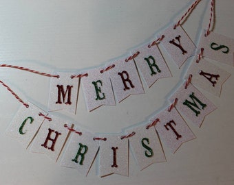 Cake Bunting, "Merry Christmas", Glitter, Happy Birthday, Cake Banner, Cake Topper