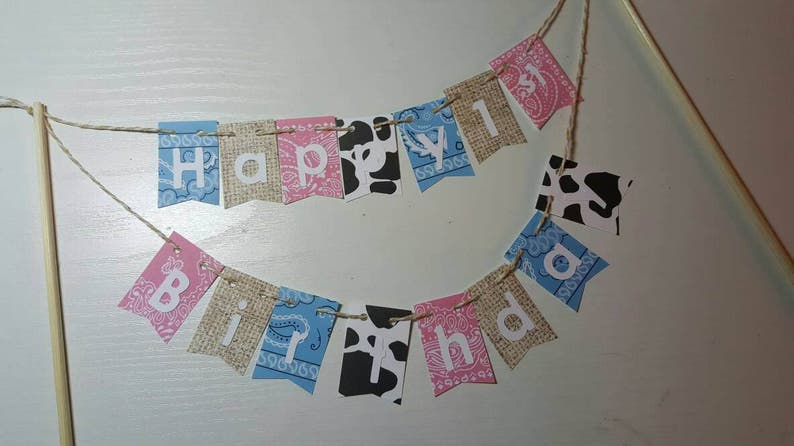 Cake Bunting, Rodeo, Happy Birthday, Cake Topper, Paper banner image 3