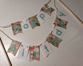 Cake Bunting, Spring Theme Party, Happy Birthday, Cake Topper, Paper banner, Cake Banner