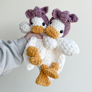 MADE TO ORDER Della Duck Snuggler with safety eyes | Crochet Lovey | Crochet Duck | Crochet Toy Duck
