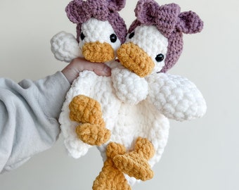 MADE TO ORDER Della Duck Snuggler with safety eyes | Crochet Lovey | Crochet Duck | Crochet Toy Duck