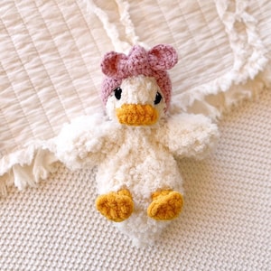 MADE TO ORDER Baby Della Duck Snuggler | Crochet Lovey | Crochet Duck | Crochet Toy Duck