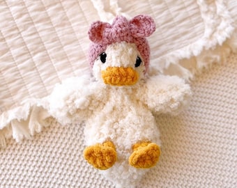 MADE TO ORDER Baby Della Duck Snuggler | Crochet Lovey | Crochet Duck | Crochet Toy Duck