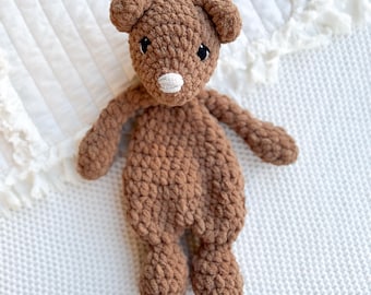 Crochet Bear |  Crochet Bear Lovey | Bear Snuggler | Children&#39;s Toy