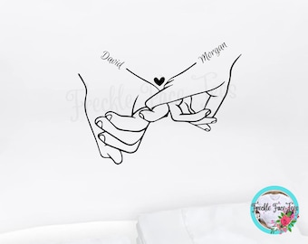 Funda de almohada personalizada para pareja de 30 x 20 pulgadas, almohada de manos tomadas, regalo de pareja personalizado, almohada personalizada, regalo de San Valentín, regalo de boda