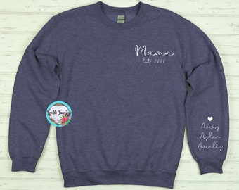 Sudadera de mamá personalizada: nombres personalizados y fecha de nacimiento
