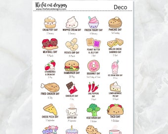 Cute Food Holiday Stickers for Erin Condren Happy Planner Travelers Notebooks Plum Paper Hobonichi