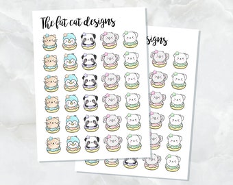 Cute donut characters planner stickers voor de Hobonichi weken Pocket micro Travelers notebooks