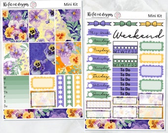 Pansy Bloemen Mini Planner Sticker Weekly Kit voor de Printpression B6 Erin Condren Reizigers Notebooks