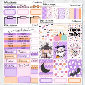 Halloween Flora Trick or Treat Cat Planner Stickers Standard Weekly Kit