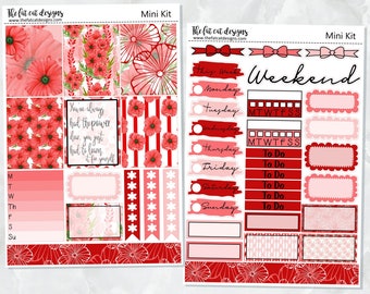 Red Poppy Flowers Mini Planner Sticker Kit voor de Printpression B6 Erin Condren Reizigers Notebooks