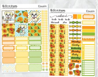 Sunny Loves Sunflowers Weekly Planner Sticker Kit voor de neef van Hobonichi