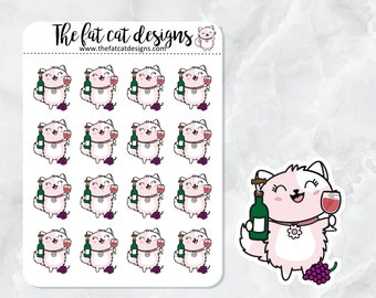 Flora Loves Wine Exclusive Cat Die Cut Sticker Sheet