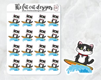 Bod Loves to Surf Surfing Exclusive Cat Die Cut Sticker Sheet