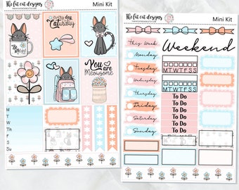 Cute Black Cat Mini Planner Sticker Weekly Kit voor de Printpression B6 Erin Condren Reizigers Notebooks