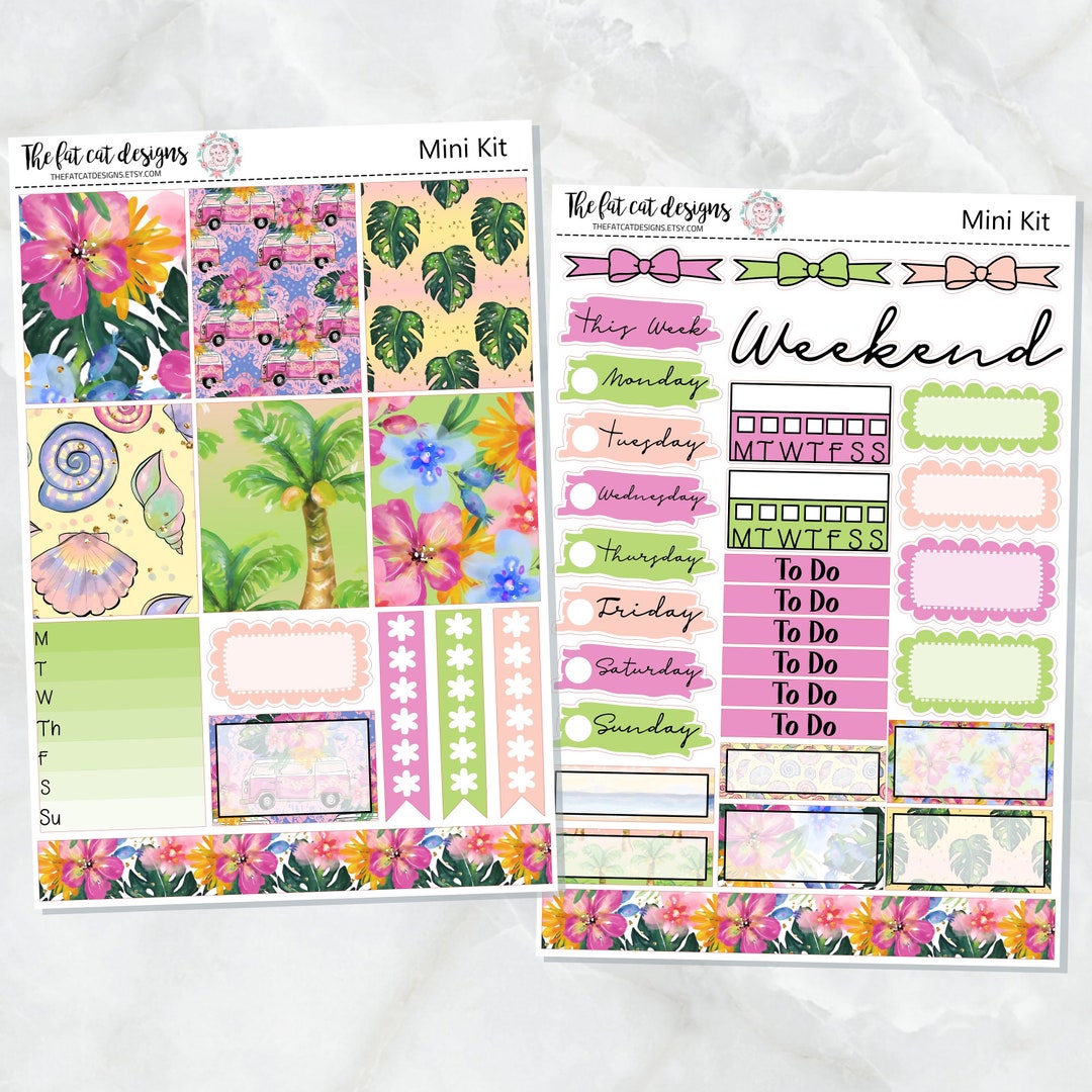 Paradise Beach Mini Planner Sticker Weekly Kit for the Printpression B6 ...
