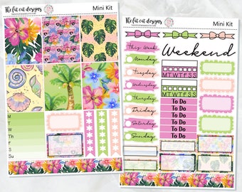 Paradise Beach Mini Planner Sticker Weekly Kit voor de Printpression B6 Erin Condren Travelers Notebooks