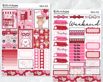 Valentine Bears Mini Kit Planner Sticker Kit for the Printpression B6 Erin Condren Travelers Notebooks