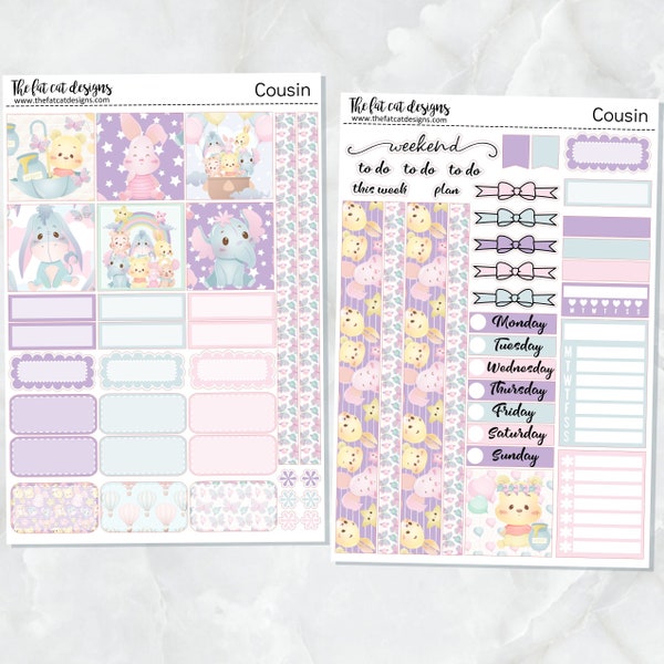 Cute Bear and Friends Weekly Planner Sticker Kit for the Hobonichi Cousin