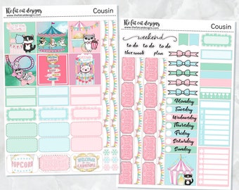 Fun at the Carnival Weekly Planner Sticker Kit for the Hobonichi Cousin